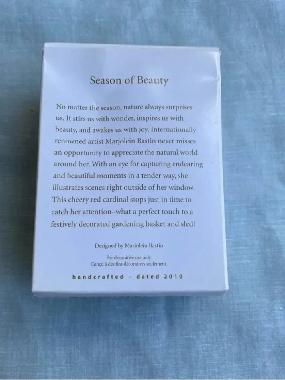 Hallmark 2010 Marjolein Bastin Season of Beauty Nature's Sketchbook ornament
